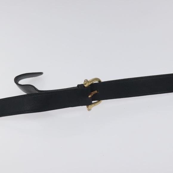 CELINE Macadam Canvas Shoulder Bag Leather Navy Gold Auth 114752